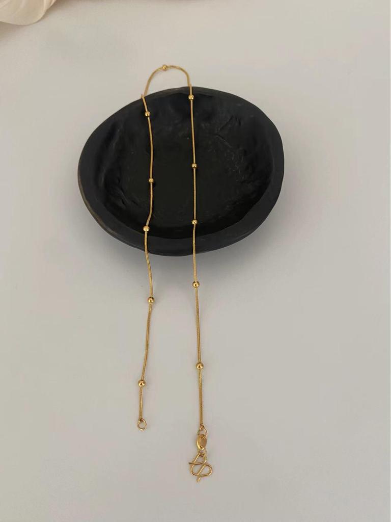 24K Gold Electroplated Sunflower Titanium Steel Necklace with Starry Beads and M-Clasp Design