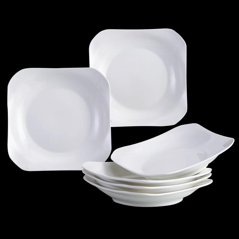 Haoya Jingdezhen Reinweiß 8,5-Zoll Ruyi Keramik Speiseteller Set (6 Pack)