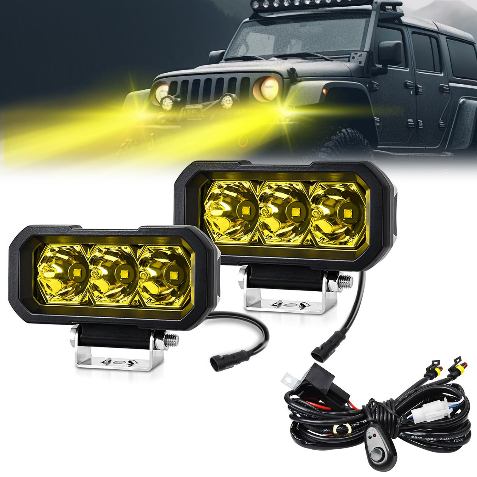 

2 шт. светодиодный рабочий фонарь 5 дюймов противотуманные фары IP68 водонепроницаемые 240 Вт внедорожные противотуманные фары для автомобилей, грузовиков, Spot Beam жёлтый