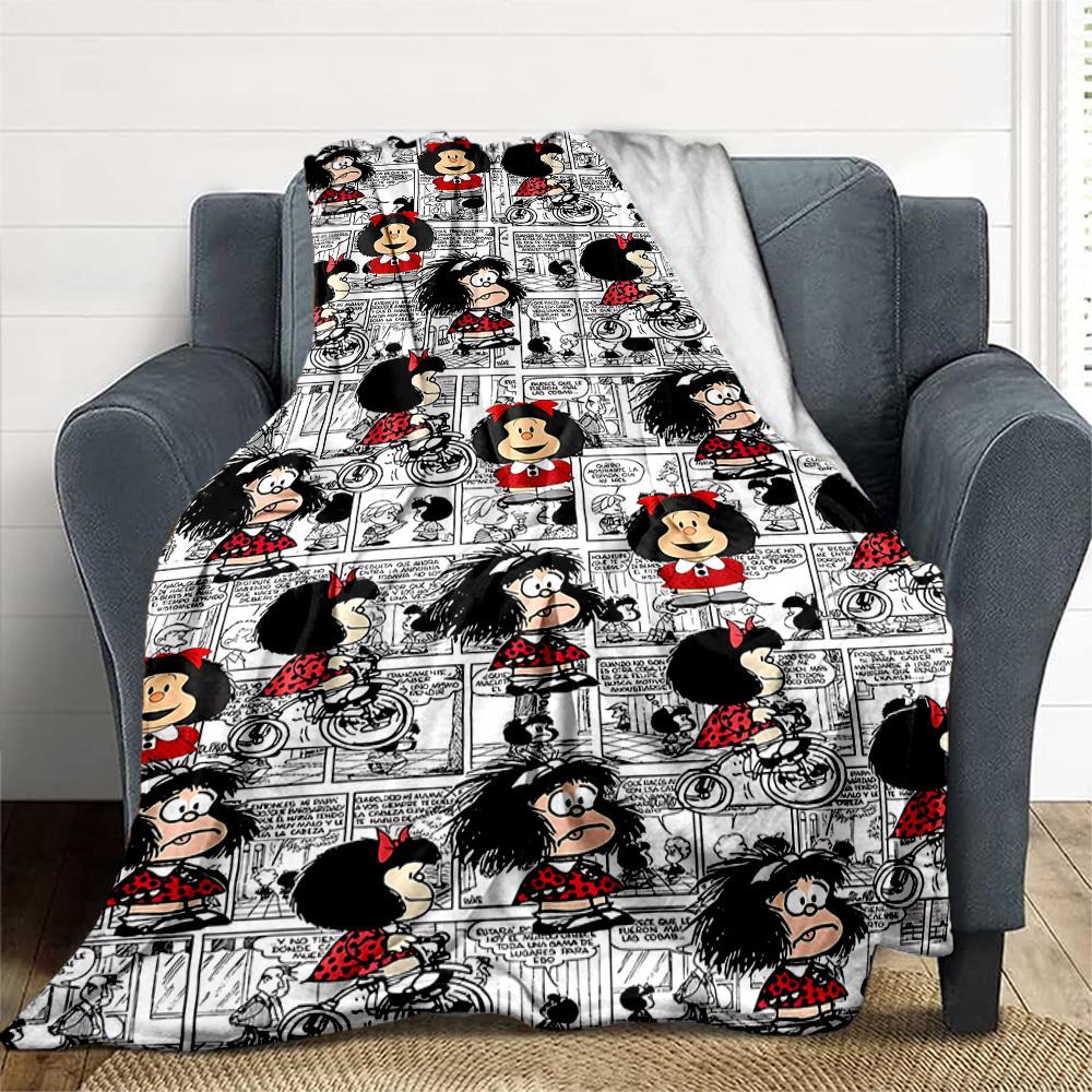 1 ST Mafalda Comics Buitenkleed Lichtgewicht Flanel, Zacht & Warm, Gebruik in Alle Seizoenen voor Bank, Buiten, Kamperen, Woonkamer, Kantoor31
