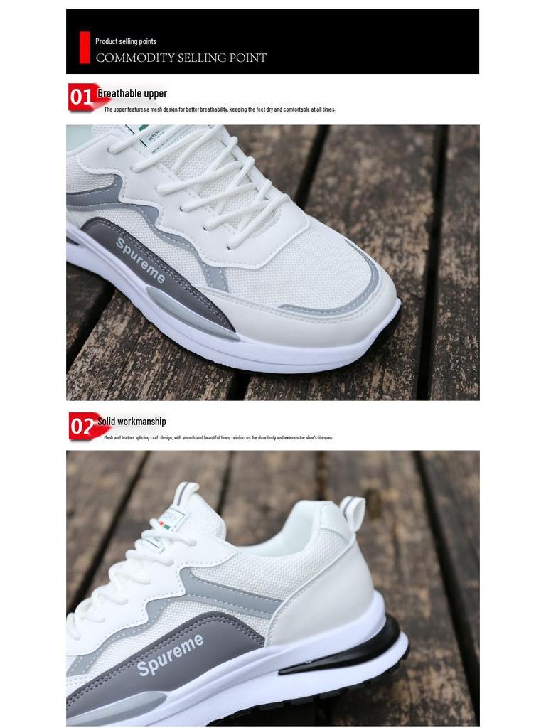 2025 Trendy Men's Mesh Breathable Running Shoes - Height-Increasing, Casual White Dad Sneakers