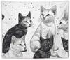 Wall Hanging Black And White Kitten Tapestry for Bedroom Vintage Tapestries Porch Hanging Background Wall Poster for Living Room