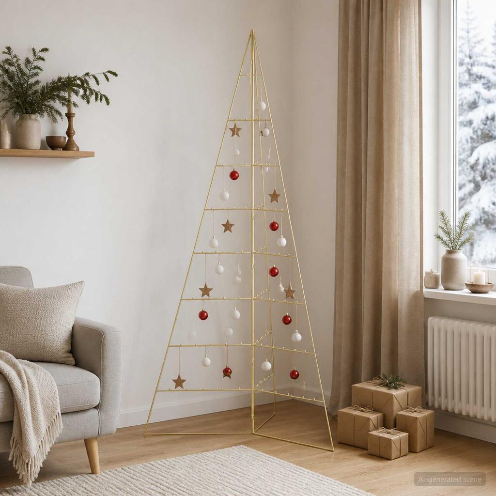Metal Christmas Tree KUOPIO 210 cm Steel Gold