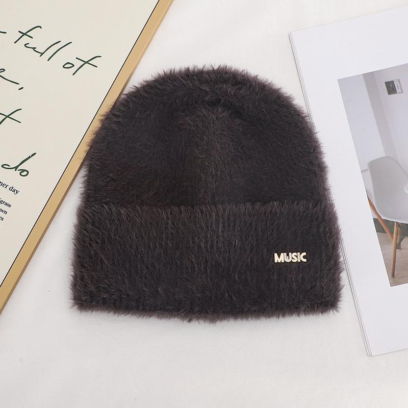 

Новая корейская версия осенне-зимней шапки из искусственного норкового меха для женщин, плюшевая, универсальная, шерстяная, с защитой ушей, утолщенная, модная вязаная шапка one size