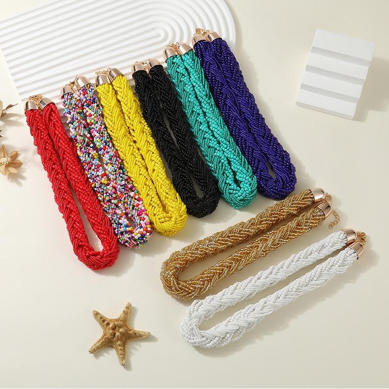 Bohemian Colorful Beads Multilayer Necklace Women Choker Chain Statement Jewelry Accessory