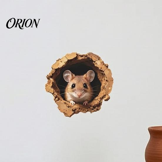 Waterproof Kitchen Backsplash Decor 3D Realistic Mouse Hole Wall Sticker, Cute Rat Burrow Decal, Pet Shop Decorative Stickers Self-Adhesive Removable