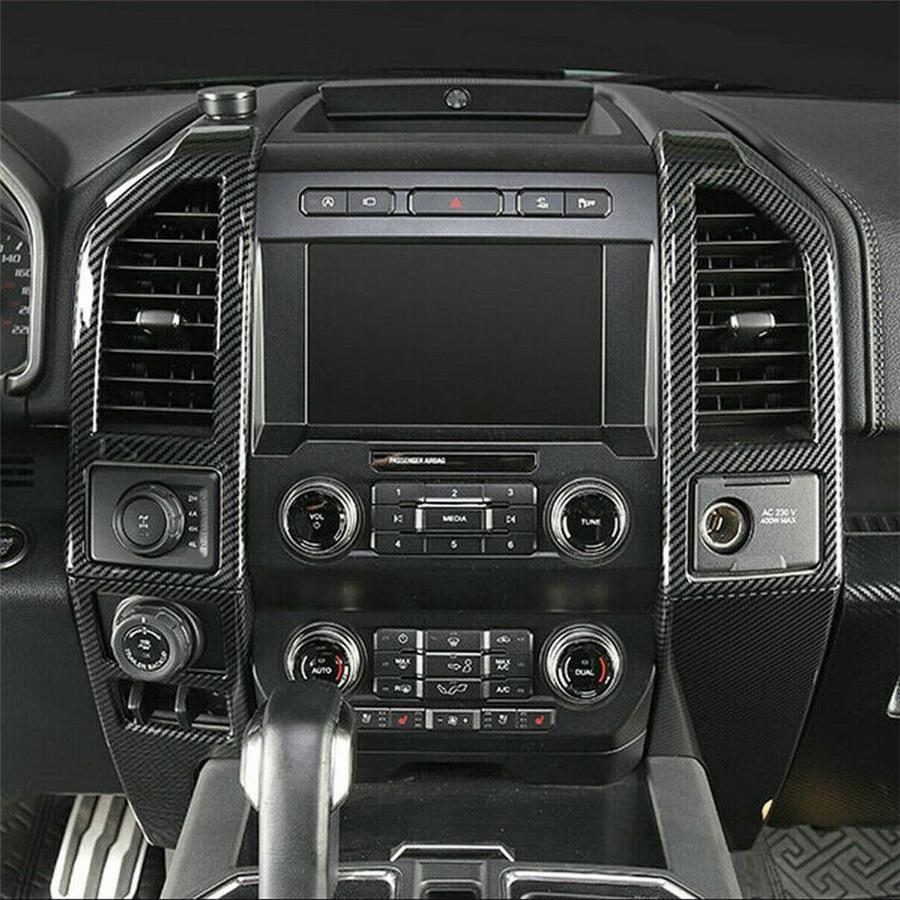 Carbon Fiber Look Console Middle Air Vent Outlet Covers For Ford F150 F-150 2015-2019