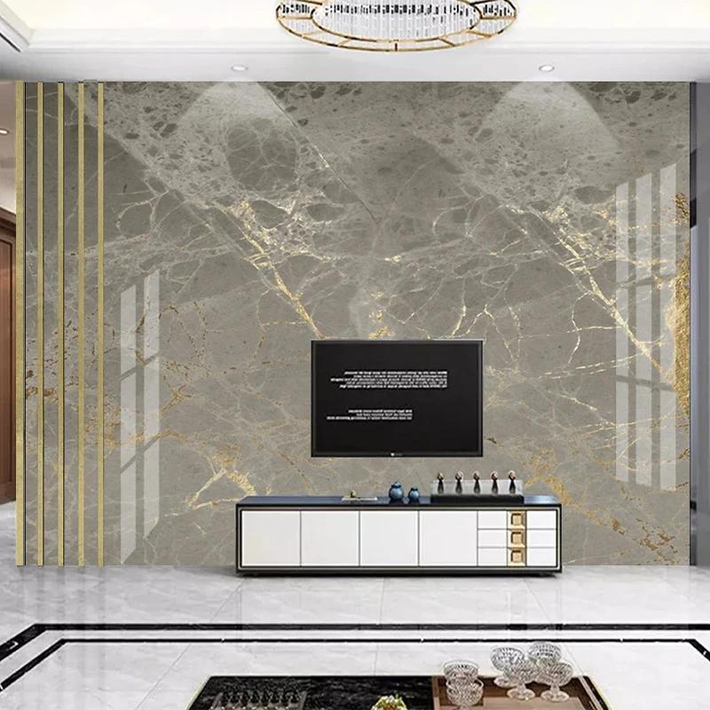 3D-Tapete Modern Goldgrau Marmor Wandbild Wohnzimmer TV Sofa Luxus Wandbild Heimdekoration Wandmalerei