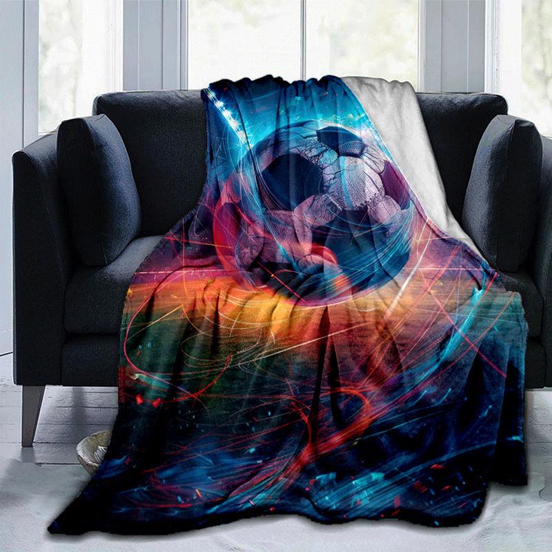 1pc Football Printing Lightweight Flannel Blanket, Comfortable and Warm Blanket, for Camping Sofa Bed and Couch Office, Suitable for Gift Bla