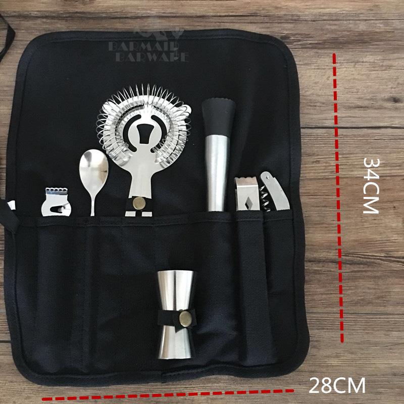 Cocktail Shaker Bar Set ( 7 pieces tools + 1 pieces Bar Tool Bag ) Mixology Bag Professional Bartender Cocktail Kit Bar Tool Kit