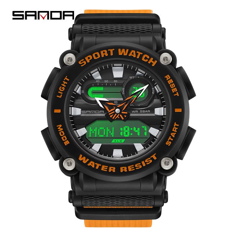 Sanda Dual Display Student Sports Watch - Multi-functional Chinese Style with Calendar