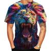 New Fashion Men's and Women's Crew Neck 3D HD Printing Colorful Lion Print T-shirt Street Style Unisex Fashion Top Kid T shirt