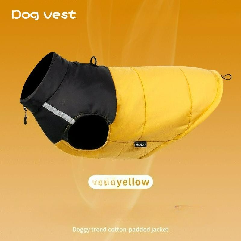 

Pet Clothes Autumn and Winter Waterproof Reflective Dog Cotton-padded Clothes Can Be Towed Big Dog Clothes Pet Clothing M жёлтый