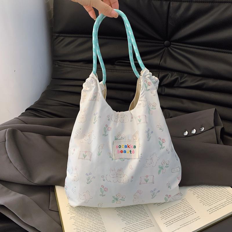 Korean Embossed Cartoon Canvas Tote Bag - Large Capacity Handbag for Women (2025)