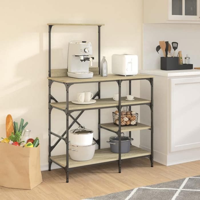 VidaXL Baker's Rack, Shelf with Adjustable Feet, Storage Furniture, Interior Kitchen Organizer, Modern, 845417