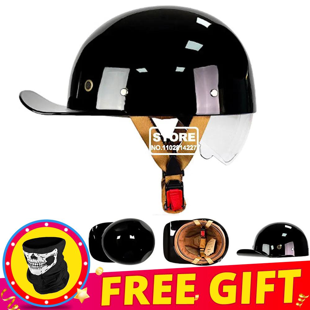 

Ретро Мотоциклетный Шлем Сертификация DOT Защитная Кепка Винтажный Мужской Женский Бейсболка Половина Шлема Езда Гонки Мото Шлемы M