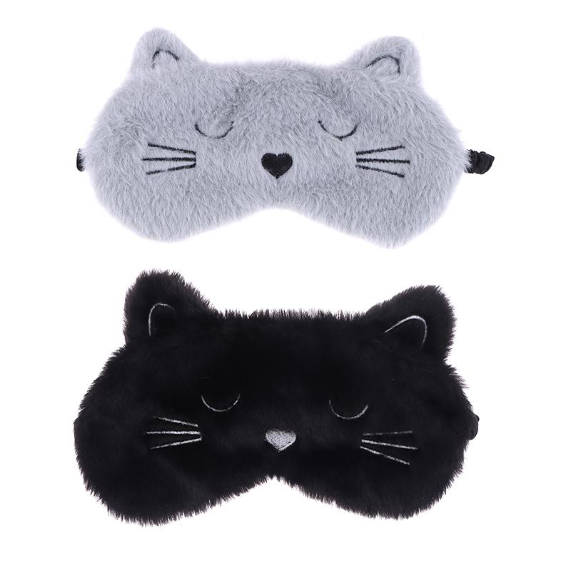 Urocza kreskówkowa maska do spania kota na oczy opaska na oczy pluszowa opaska na oczy do spania dla dziewczyny kobiety drzemka noc zwierzę opaska na oczy