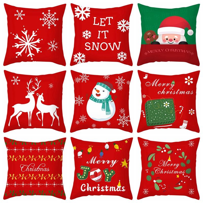 45*45cm Red Merry Christmas Cushion Cover Pillowcase Christmas Decorations For Home 2026 Xmas Noel Ornament New Year Gift 2026