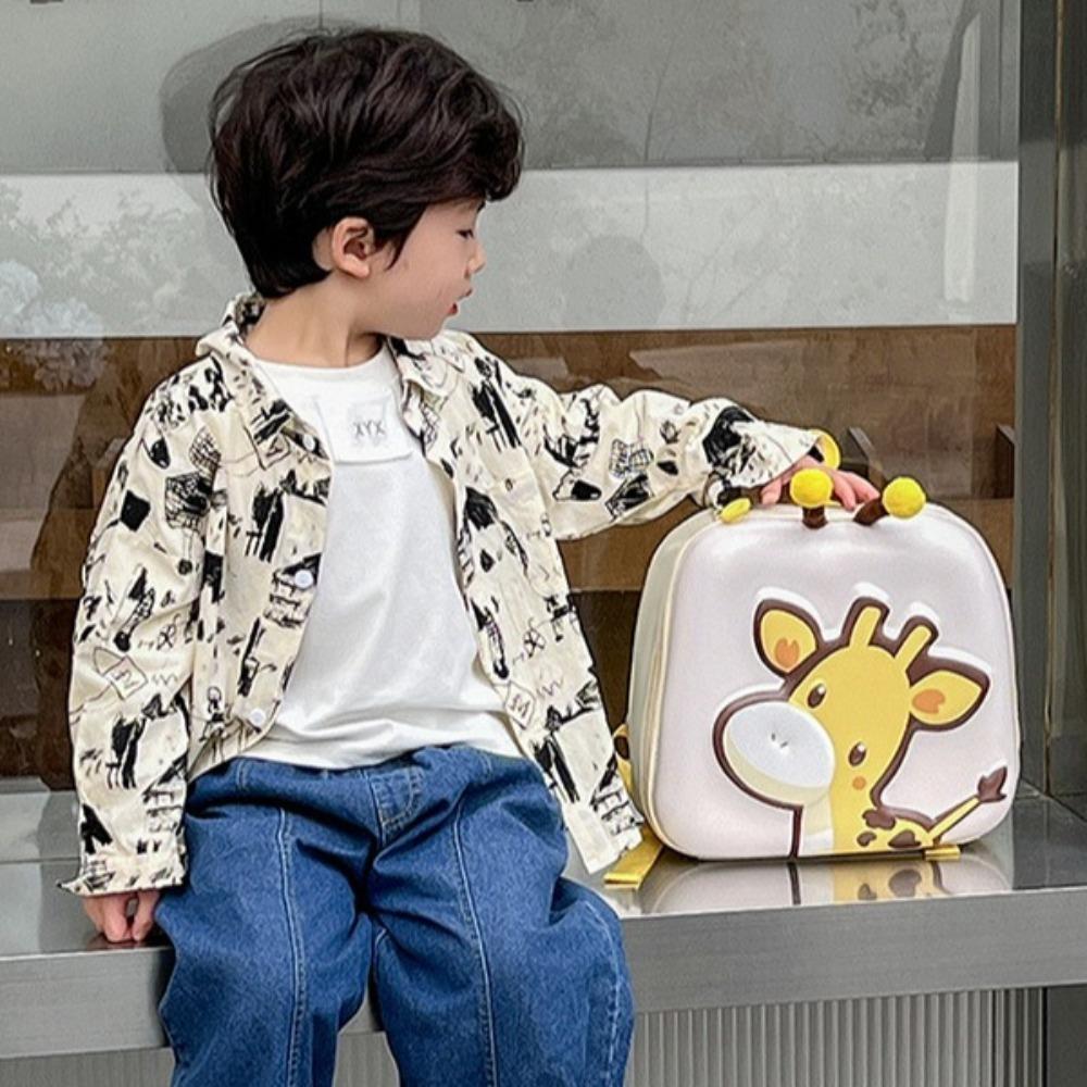 

Квадратный детский рюкзак с рисунком оленя, большая вместимость, сумка на плечо с рисунком жирафа, школьная сумка