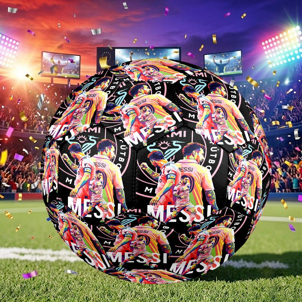1pc Messi Miami Soccer Ball Size 5, Machine-stitched, Suitable for Practice Matches/tournament Training for Sports, Lightweight and Durable. C7012