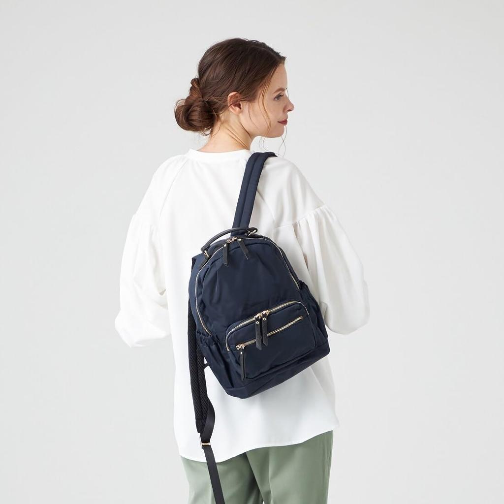 Monica 13-Taschen Nylon-Rucksack, Klein, MONI1058, Schwarz (10)
