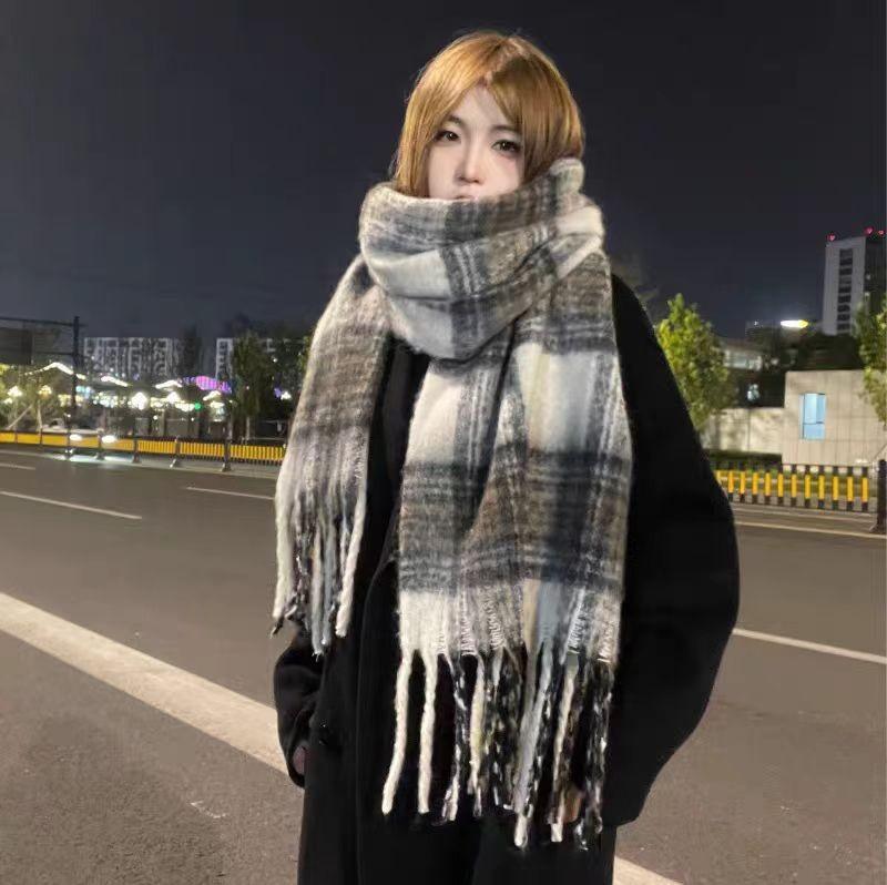 New mohair scarf autumn and winter Korean high-end versatile Maillard imitation cashmere warm