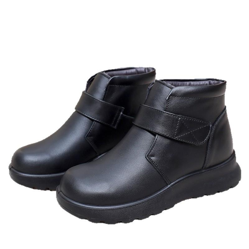 Winter Thickened Fleece Ankle Boots, Round-toed Shoes, Soft-soled Cotton Shoes