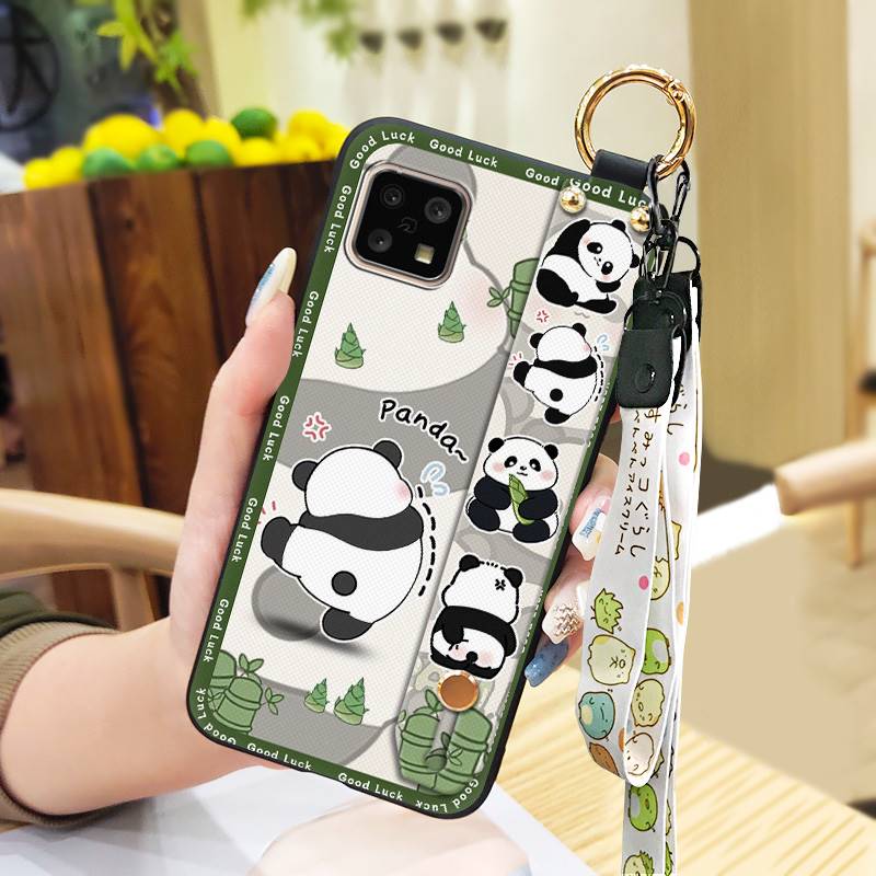 Back Cover Panda Phone Case For Sharp Aquos Sense4 4G/Sense 5G Phone Holder Wrist Strap Durable Cute Fashion Design Ring