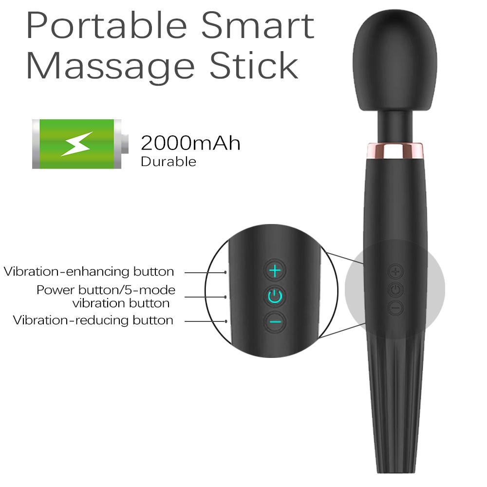 Multi functional massage stick large massage stick ABS+silicone material 3-speed variable speed+5-speed mode USB charging style