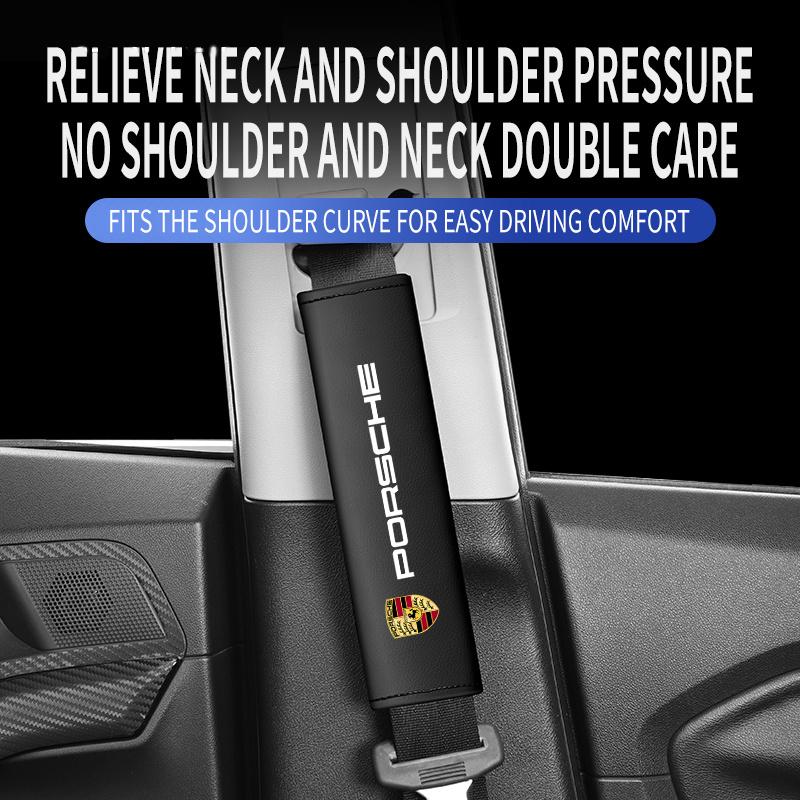 2PC Car Interior Seat Belt Pad Leather Seatbelt Shoulder Cover For Porsche Cayenne Panamera Macan Boxster 911 Carrera-GT 928 944