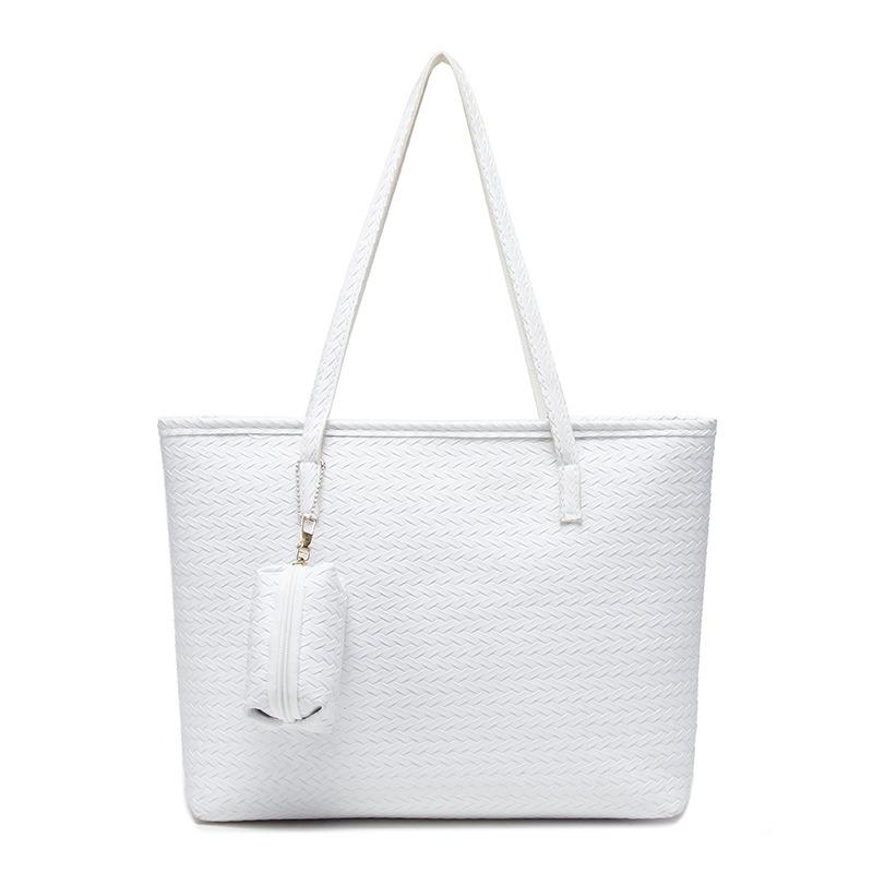 Woven bag women's bag New trendy tote bag Simple large-capacity shoulder portable commuter bag