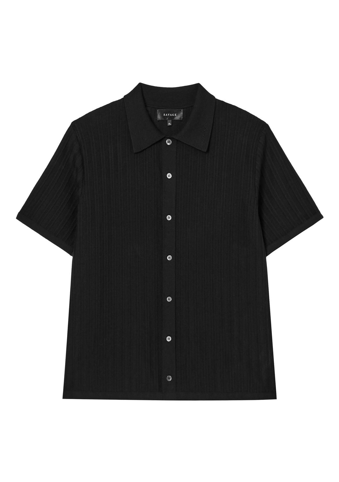 Savage Collar Knit Shirts - Black L(100-105)