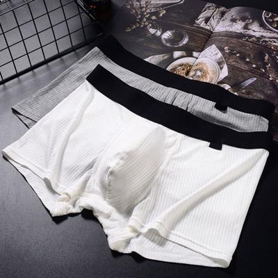 Men Boxer Underwear Mid-Waist U-Convex Ribbed Shorts Panties Breathable Elastic Comfortable Underpants