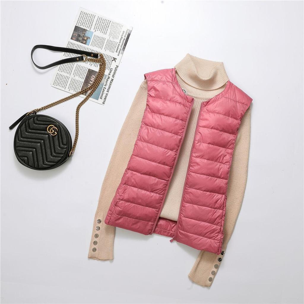 Women's Plus Size Lightweight White Duck Down Vest - Short Style for Middle-Aged & Elderly