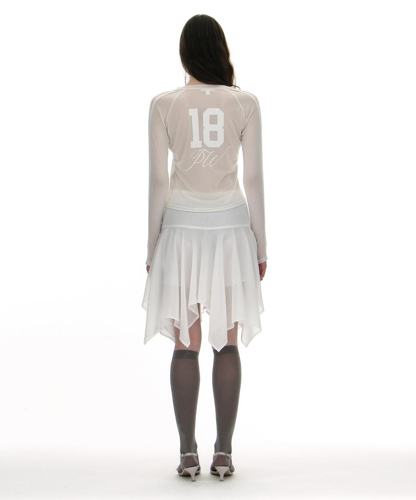 Partimento Woman Sheer Asymmetric Skirt_White