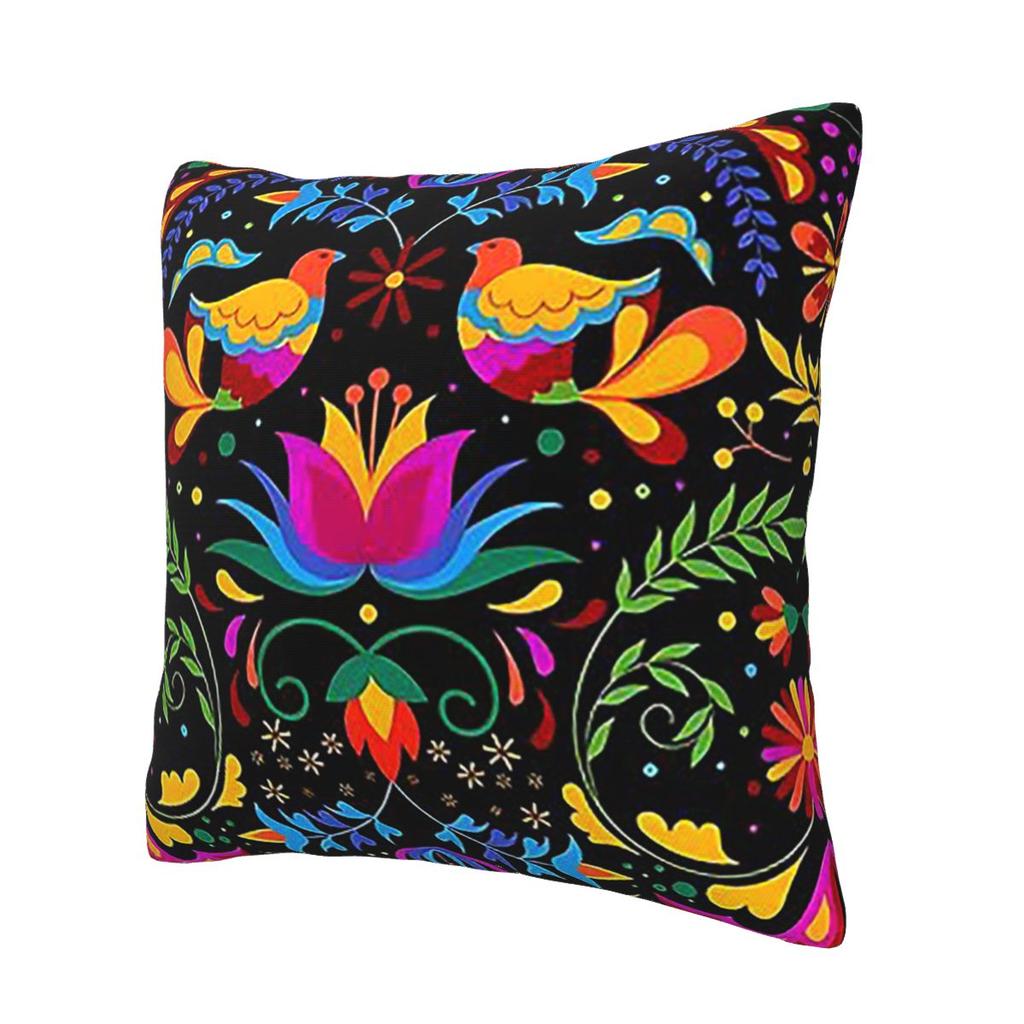 Mexican Flowers And Birds Square Pillowcase Pillow Cover Cushion Decor Comfort Throw Pillow for Home Living Room