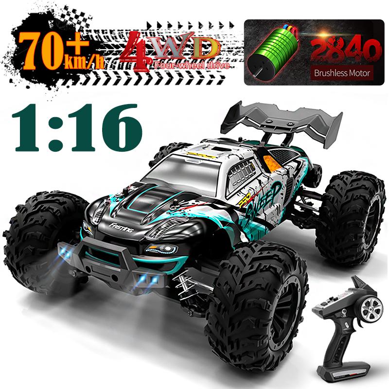 JJRC 1:16 4WD RC Car 70KM/H With Led Lights 2.4G Inductor Remote Control Off-Road Cars High Speed Brushless Motor Children Toys