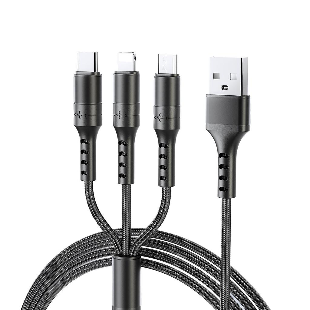 Eins-zu-Drei Geflochtenes Schnellladekabel für Apple- und Android-Geräte, USB-C unterstützt
