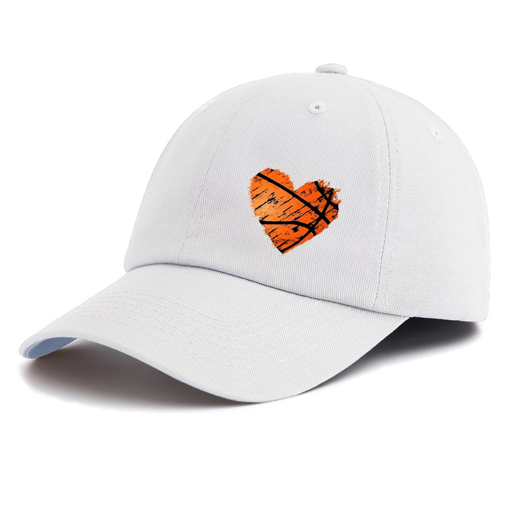 1pc Basketball Heart Print  Baseball Cap for Adults,  Minimalist Retro Style Casual Soft Adjustable Dad Hat, Perfect As Gift