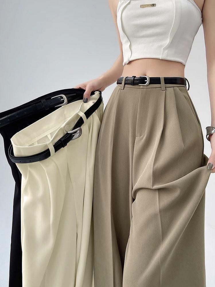 Women's Spring/Summer 2026 High Waist Loose Wide Leg Floor-Length Suit Pants