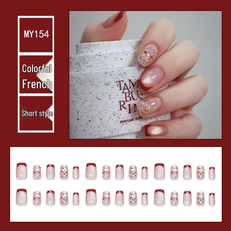 

Ледяной голубой шиммер Коричневый кошачий глаз Клетчатые накладные ногти Короткие Т Нейл-арт Полный размер Ложные патчи