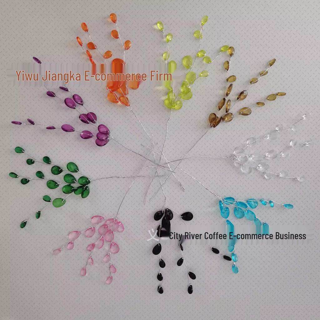 Wedding Acrylic Crystal Bead Strands with Aluminum Wire and Water Drop Design for Light Strings and Decorations