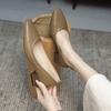 Spring and Summer New Small Heels Simple Lady Temperament Soft Leather Not Grinding Feet Pointed Single Shoes Low Heel High Heels