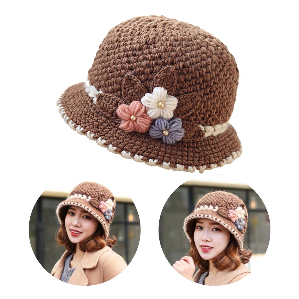Handmade Crochet Knit Bucket Hat With Flower - Warm & Stylish, The Viral Must-Have Winter Hat For Women And Mom