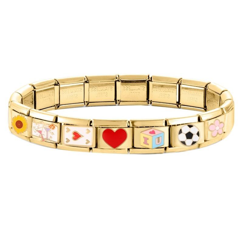 Red Heart Cherry Tai Chi Leopard Gold Color Italian Charm Links Fit 9mm Bracelet Stainless Steel Men Women DIY Making Gift