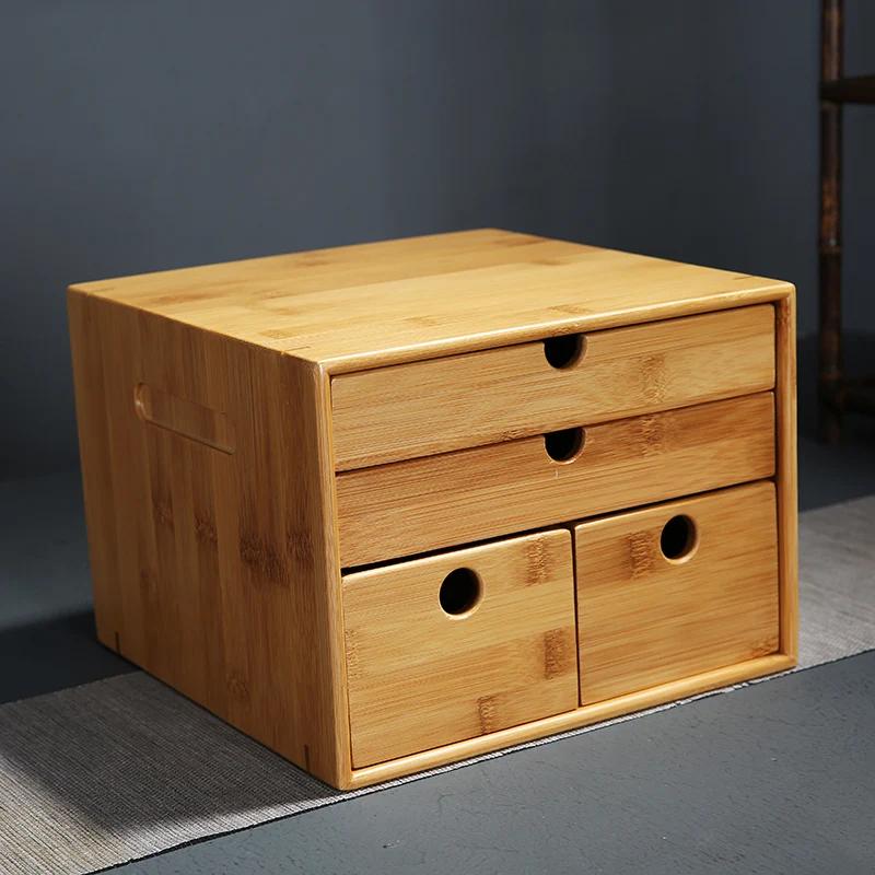 Full Bamboo Tea Box Puerh Tea Cake Box Simple Storage Organizer Multi-layer Tea Leaf Boxes Home Gift