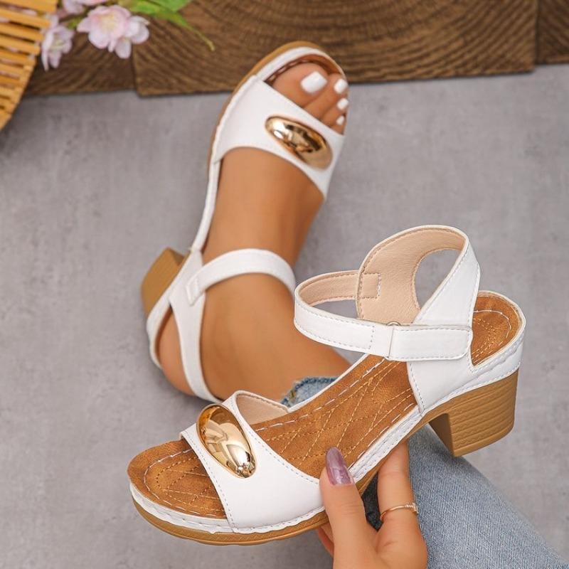 Coarse heel sandals women's outer wear summer new thick heel large size high heel sandals women's casual large size