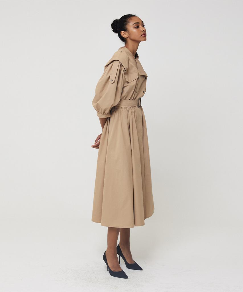 Meuameu Puff Sleeve Trench Coat Dress