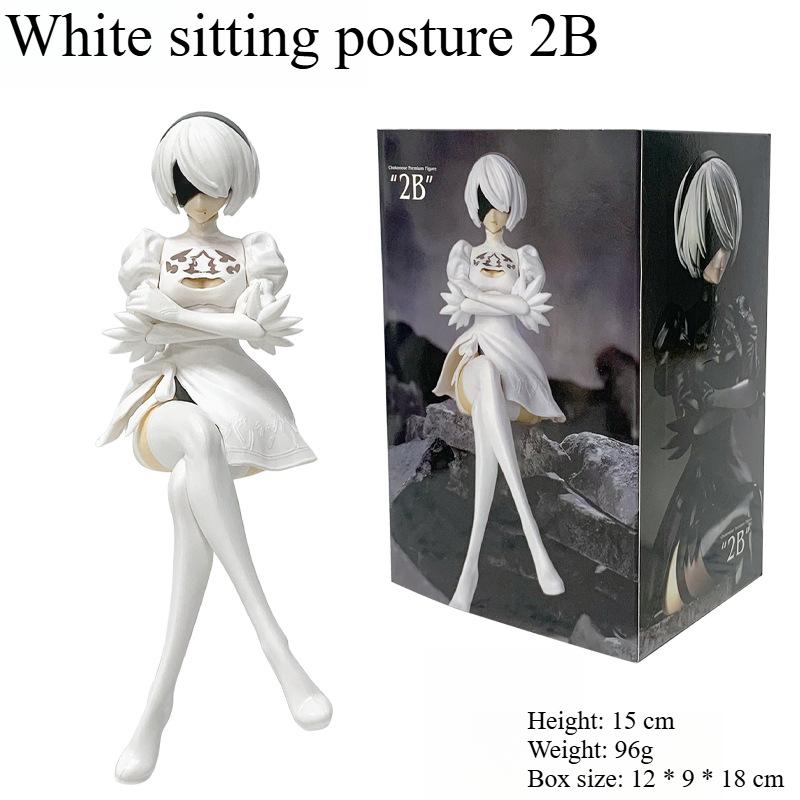 

1 шт. леди красивая девушка, фигурка Youhar 2B анимационный орнамент пейзаж sitting posture белый