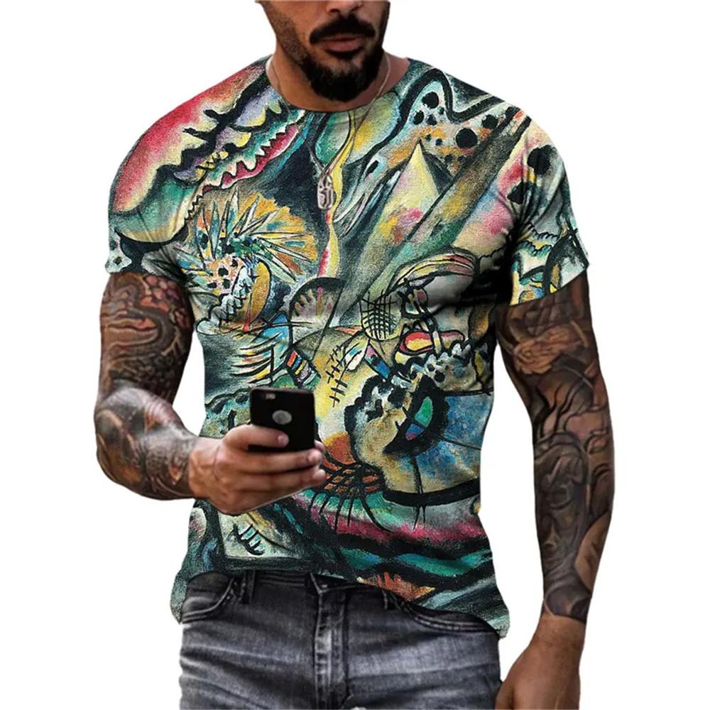 New Abstract Graffiti Street Style Men's T-Shirt 3D Stereo Printing Trend Fashion Harajuku Round Neck Short Sleeve T Shirts Tops